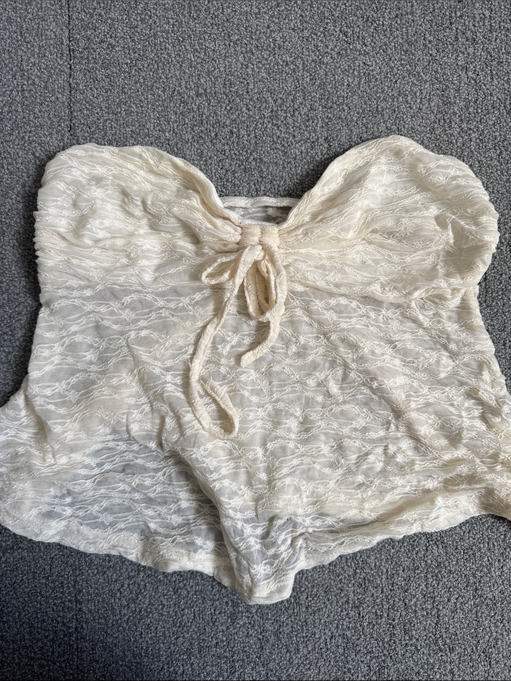 Strapless Lace Tie-Front Women’s Top in Cream